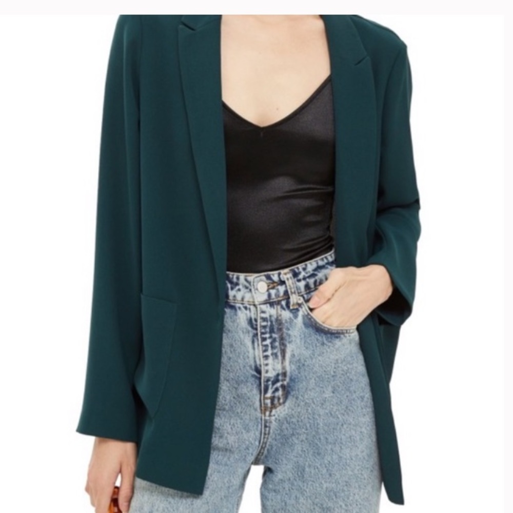 Topshop hunter green open blazer size 12